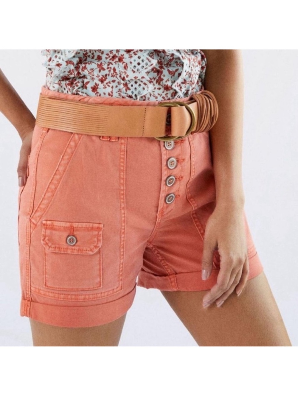 Anthropologie Pilcro Wanderer Shorts 5-Button Cargo High Waist Denim size 25